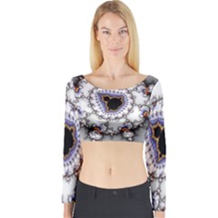 Mandelbrot Fractal Background Template Circle Long Sleeve Crop Top by danenraven