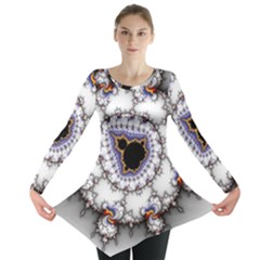 Mandelbrot Fractal Background Template Circle Long Sleeve Tunic  by danenraven