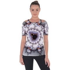 Mandelbrot Fractal Background Template Circle Shoulder Cut Out Short Sleeve Top by danenraven