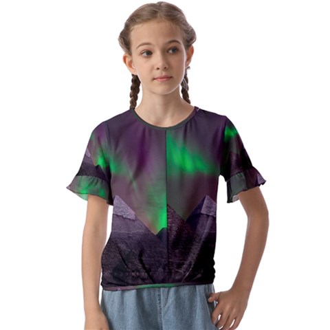 Fantasy Pyramid Mystic Space Kids  Cuff Sleeve Scrunch Bottom Tee by Wegoenart