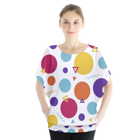 Background Polka Dot Batwing Chiffon Blouse by Ravend