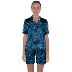 Network Circuit Board Trace Satin Short Sleeve Pajamas Set by Ravend