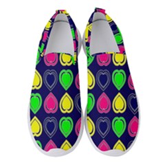 Blue Colorful Hearts Women s Slip On Sneakers by ConteMonfrey