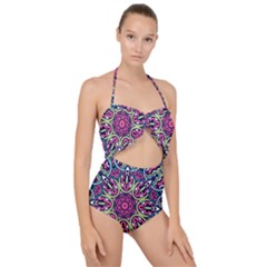 Cold Colors Mandala   Scallop Top Cut Out Swimsuit by ConteMonfrey