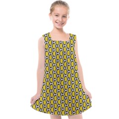 Abstract Beehive Yellow  Kids  Cross Back Dress by ConteMonfrey