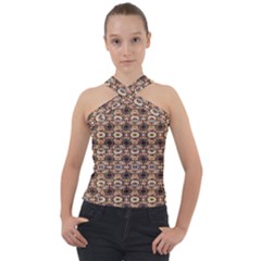 Abstract Sunflower Cross Neck Velour Top by ConteMonfrey