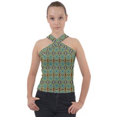 Colorful Sunflowers Cross Neck Velour Top by ConteMonfrey