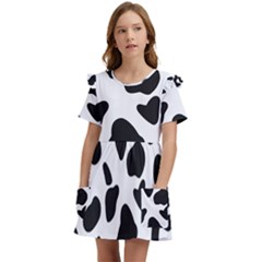 Black And White Spots Kids  Frilly Sleeves Pocket Dress by ConteMonfrey