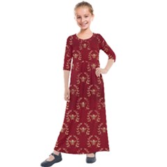 Golden Bees Red Sky Kids  Quarter Sleeve Maxi Dress by ConteMonfrey