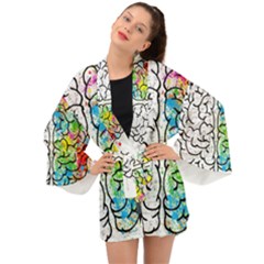 Brain Mind Psychology Idea Drawing Long Sleeve Kimono by Wegoenart