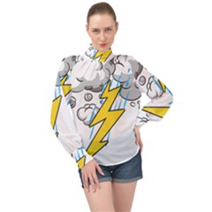 Storm Thunder Lightning Light Flash Cloud High Neck Long Sleeve Chiffon Top by danenraven