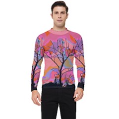 Tree Landscape Abstract Nature Colorful Scene Men s Long Sleeve Rash Guard by danenraven