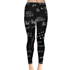 Black Background Text Overlay  Mathematics Formula Leggings  by danenraven