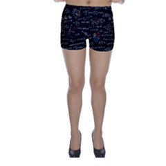 Black Background Text Overlay  Mathematics Formula Skinny Shorts by danenraven