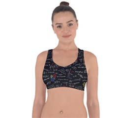 Black Background Text Overlay  Mathematics Formula Cross String Back Sports Bra by danenraven