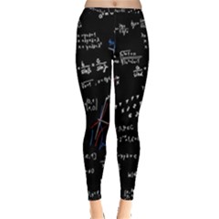 Black Background Text Overlay  Mathematics Formula Inside Out Leggings by danenraven