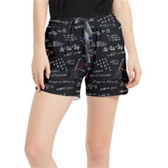 Black Background Text Overlay  Mathematics Formula Women s Runner Shorts by danenraven