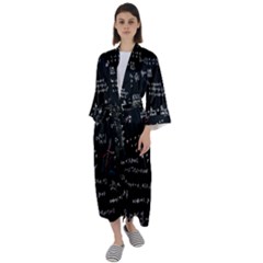 Black Background Text Overlay  Mathematics Formula Maxi Satin Kimono by danenraven