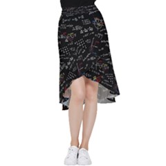 Black Background Text Overlay  Mathematics Formula Frill Hi Low Chiffon Skirt by danenraven