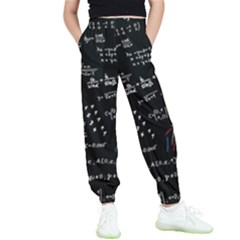 Black Background Text Overlay  Mathematics Formula Kids  Elastic Waist Pants by danenraven