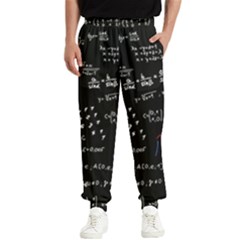 Black Background Text Overlay  Mathematics Formula Men s Elastic Waist Pants by danenraven