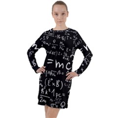 Science Einstein Formula Mathematics Physics Long Sleeve Hoodie Dress by danenraven