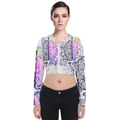 Anatomy Brain Head Medical Psychedelic  Skull Long Sleeve Zip Up Bomber Jacket by danenraven