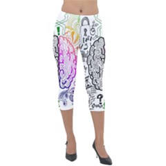 Anatomy Brain Head Medical Psychedelic  Skull Lightweight Velour Capri Leggings  by danenraven