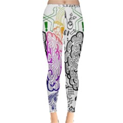 Anatomy Brain Head Medical Psychedelic  Skull Inside Out Leggings by danenraven