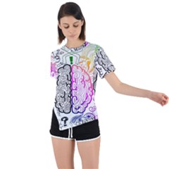 Anatomy Brain Head Medical Psychedelic  Skull Asymmetrical Short Sleeve Sports Tee by danenraven