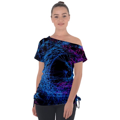 Symmetry Awesome 3d Digital Art Graphic Pattern Vortex Off Shoulder Tie-up Tee by danenraven