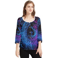 Symmetry Awesome 3d Digital Art Graphic Pattern Vortex Chiffon Quarter Sleeve Blouse by danenraven