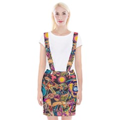 Doodle Wallpaper Texture Grafiti Multi Colored Art Braces Suspender Skirt by danenraven