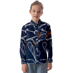 Chains Seamless Pattern Kids  Long Sleeve Shirt by Ravend