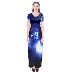 Tardis Background Space Short Sleeve Maxi Dress by Jancukart