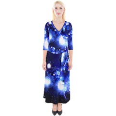 Tardis Background Space Quarter Sleeve Wrap Maxi Dress by Jancukart