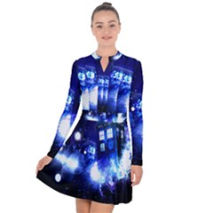 Tardis Background Space Long Sleeve Panel Dress by Jancukart