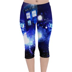 Tardis Background Space Velvet Capri Leggings  by Jancukart