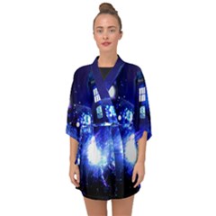 Tardis Background Space Half Sleeve Chiffon Kimono by Jancukart