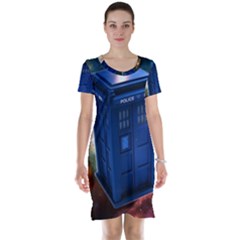 The Police Box Tardis Time Travel Device Used Doctor Who Short Sleeve Nightdress by Jancukart