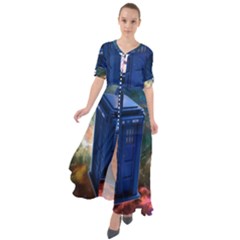 The Police Box Tardis Time Travel Device Used Doctor Who Waist Tie Boho Maxi Dress by Jancukart