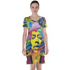 Psychedelic Rock Jimi Hendrix Short Sleeve Nightdress by Jancukart