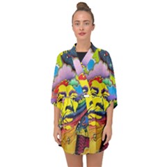 Psychedelic Rock Jimi Hendrix Half Sleeve Chiffon Kimono by Jancukart