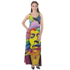 Psychedelic Rock Jimi Hendrix Sleeveless Velour Maxi Dress by Jancukart