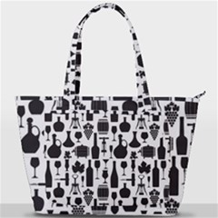 Wine Pattern Black White Back Pocket Shoulder Bag  by Jancukart