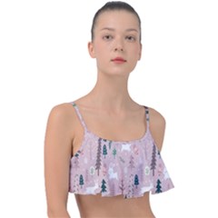 Winter Season Seamless Pattern Frill Bikini Top by Jancukart
