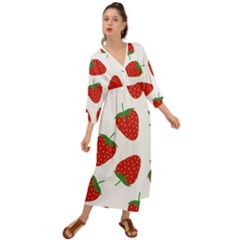 Seamless-pattern-fresh-strawberry Grecian Style  Maxi Dress by Jancukart