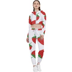 Seamless-pattern-fresh-strawberry Cropped Zip Up Lounge Set by Jancukart