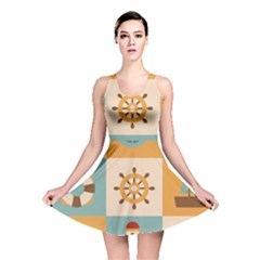 Nautical-elements-collection Reversible Skater Dress by Jancukart