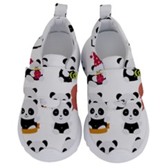 Playing-pandas-cartoons Kids  Velcro No Lace Shoes by Jancukart